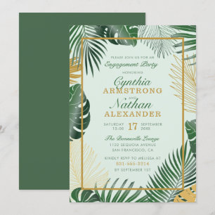 Convite Glam Green Tropical deixa Festa de noivado de tend