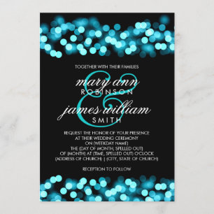 Convite Glam Hollywood Turquoise de Casamento Elegante