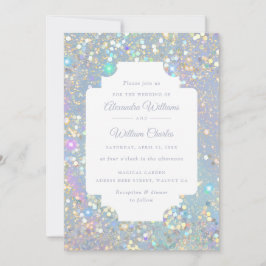 Convite Glam Holographic Glitter Modern Weding