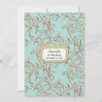 Glam Old Hollywood Regence Dourada Foliage Aqua