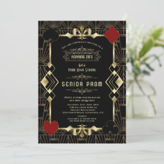 Convite Glam Ouro Preto Casino Gatsby 20s Baile de Formatu