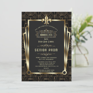 Convite Glam Ouro Preto Gatsby Rugindo Anos 20 Baile de Fi