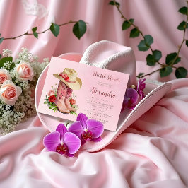 Convite Glam Pink Cowgirl Boots Bridal Shower