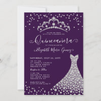 Glam Purple Diamond Sparkle Tiara Gown Quinceanera