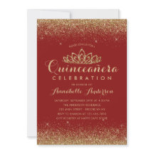 Glam Red Burgundy Quinceañera Dourada Tiara Glitte