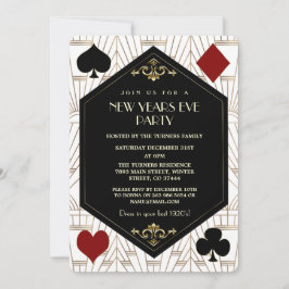 Convite Glam Roaring 1920s Casino Gambling New Year Party
