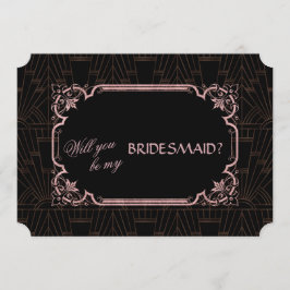 Convite Glam Rosa Dourado Grande Gatsby Seja Minha Dama de