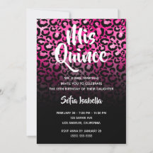 Glam Rosa Quente Manchas de Leopardo Ombre Preto M