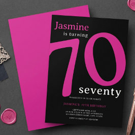 Convite Glam Rosa Quente Preto Fazendo 70 Aniversário dos 