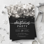 Convite Glam Silver Winter Sparaking Company Xmas Party<br><div class="desc">Elegante Formal Company e Corporate Christmas Party / Cocktail / Jantar modelo de Convite com luzes brilhantes. Imprima seus amigos e colegas de trabalho com este design de convite sofisticado e elegante.</div>