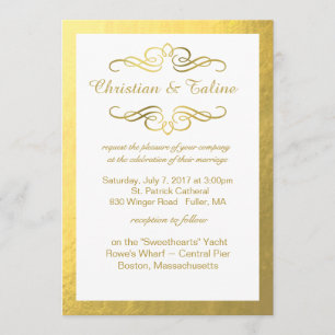 Convite Glam Swirly Flourish Gold Foil Outline