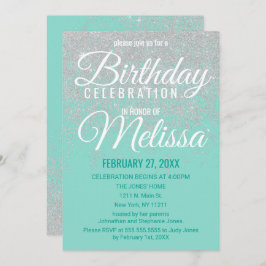 Convite Glam White Glitter Sparkles Teto Festa de aniversá