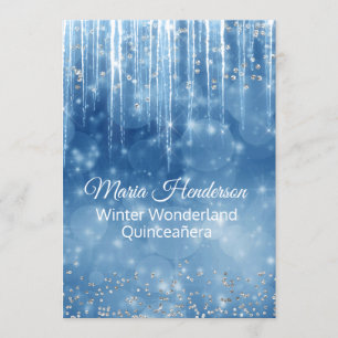 Convite Glam Winter Themed Quinceanera Aniversário