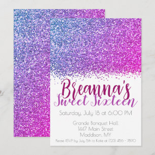 Convite Glamorosa, Rosa, Brilhante, doce, 16 celebrações