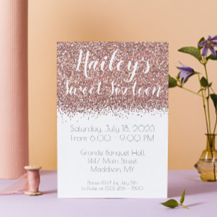 Convite Glamorosa, Rosa, Brilhante, doce, 16 celebrações