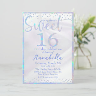 Convite Glamoroso Aniversário de 16 anos Opala Iridescente