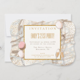 Convite Glamorous 21 Partido das ruas Confetti Flutes Ball