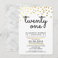 GLAMOROUS aniversário de 21 anos INVITE confete de