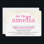 Convite GLAMOROUS BAT MITZVAH, cor-de-rosa<br><div class="desc">NOTA - o efeito brilhante do ouro é uma imagem impressaUm confete fofo, design de bolinhas com folha de ouro, procure os CONVITES MITZVAH de seu filho. Uau, seus amigos e família com este pequeno número;D Configuração como modelo é simples você adicionar seus próprios detalhes, adicionar sua foto ou clicar...</div>