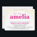 Convite GLAMOROUS BAT MITZVAH - mini confete dourado<br><div class="desc">NOTA - o efeito brilhante do ouro é uma imagem impressaUm confete fofo, design de bolinhas com folha de ouro, procure os CONVITES MITZVAH de seu filho. Uau, seus amigos e família com este pequeno número;D Configuração como modelo é simples você adicionar seus próprios detalhes, adicionar sua foto ou clicar...</div>