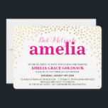 Convite GLAMOROUS BAT MITZVAH - mini confete dourado<br><div class="desc">NOTA - o efeito brilhante do ouro é uma imagem impressaUm confete fofo, design de bolinhas com folha de ouro, procure os CONVITES MITZVAH de seu filho. Uau, seus amigos e família com este pequeno número;D Configuração como modelo é simples você adicionar seus próprios detalhes, adicionar sua foto ou clicar...</div>