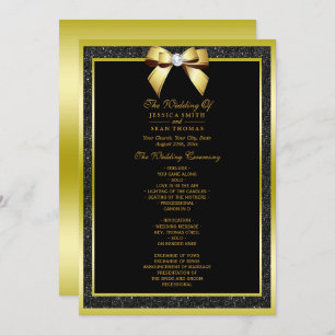 Convite Glamorous Dourado Arco & Black Glitter Weding Prog