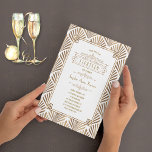 Convite Glamorous Dourado Art Deco Excelente Gatsby 18º An<br><div class="desc">Elegante Art Deco Excelente Gatsby. Apresenta o estilo Art Deco, forma falsa de folha de ouro e ornamentos, num fundo branco. Com estes convites, você impressionará seus convidados e fará memórias de excelente na comemoração do 18º aniversário! Use a ferramenta Personalizar para adicionar suas informações. Para obter itens correspondentes, visite...</div>