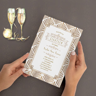 Convite Glamorous Dourado Art Deco Excelente Gatsby 18º An