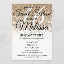 Glamorous Dourado Glitter Sparkles White Sweet 16