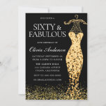 Convite Glamorous Dourado Vestido Fabuloso 60º Aniversário<br><div class="desc">Vestido Dourado glamouroso Fabuloso 60º Aniversário Variações de Convite para o convite e itens correspondentes na nossa loja Também disponível como convite digital</div>