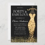 Convite Glamorous Dourado Vestido Fabuloso aniversário de<br><div class="desc">Vestido Dourado glamouroso Fabuloso aniversário de 40 anos de Variações de Convite para o convite e itens correspondentes na nossa loja Também disponível como convite digital</div>