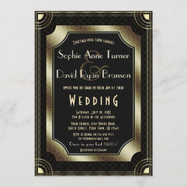 Convite Glamorous Excelente Gatsby Dourado Black Art Deco 