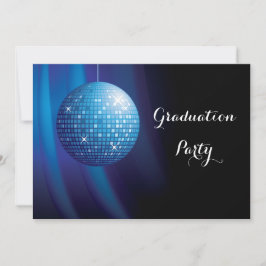 Convite Glamorous Graduation Blue Party Disco Ball