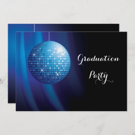 Convite Glamorous Graduation Blue Party Disco Ball