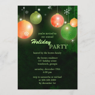 Convite Glamorous Green Winter Holiday Party