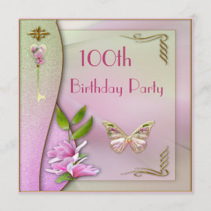 Convite Glamorous Key, Magnolia & Butterfly 100º anivers