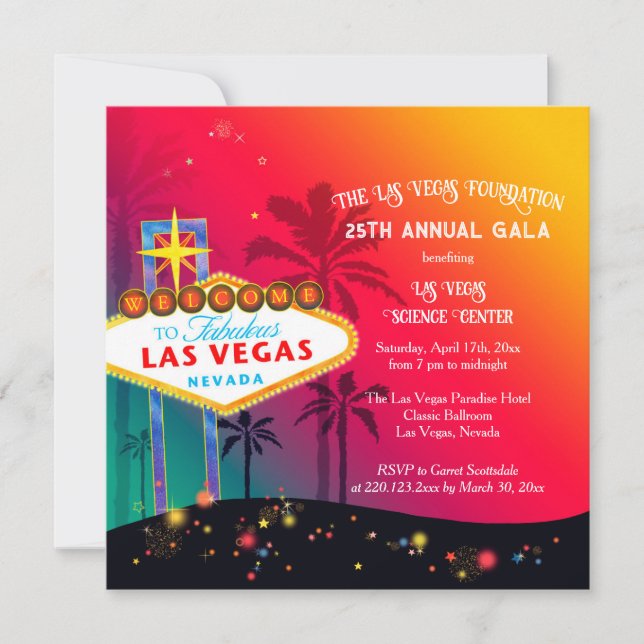 Convite Glamorous Las Vegas Charity Gala anual (Frente)