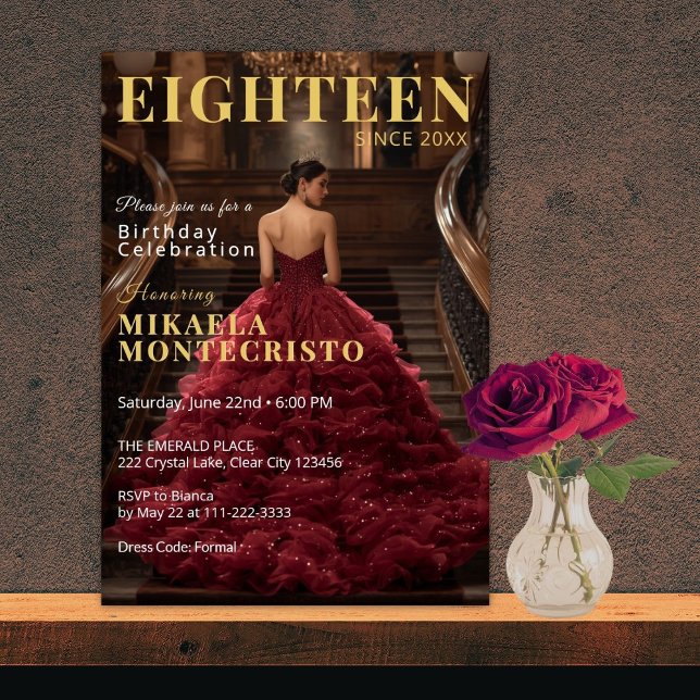 Convite Glamorous Magazine Style 18º aniversário (Criador carregado)