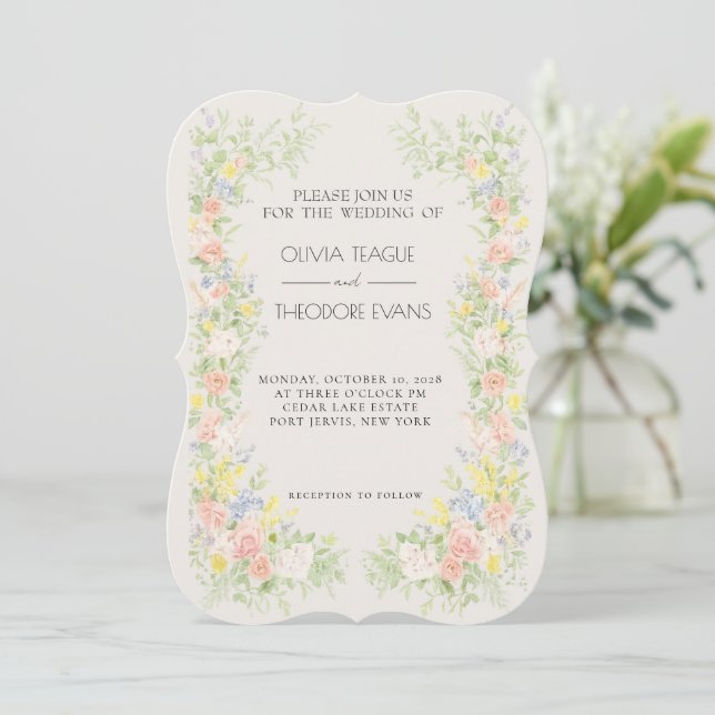 Convite Glamorous Regency Garden Wedding Invitations  (Em pé/Frente)