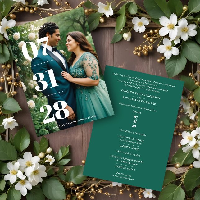 Convite Glamorous Simple Enchanting & Delicate Minimalist  (Glamorous Simple Enchanting & Delicate Minimalist Photo Wedding Invitations Cards.)