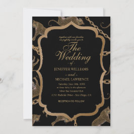 Convite glamour do ouro lepard cheetah