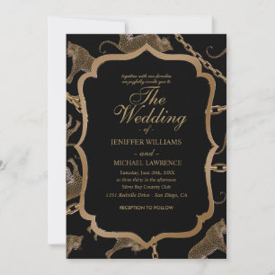 Convite glamour do ouro lepard cheetah