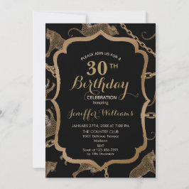 Convite glamour do ouro lepard cheetah