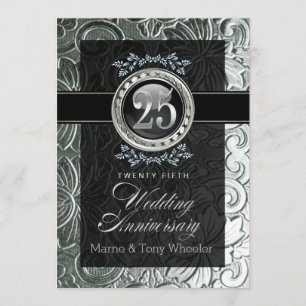 Convite Glamour Elegante Floral Talhada 25º Aniversário