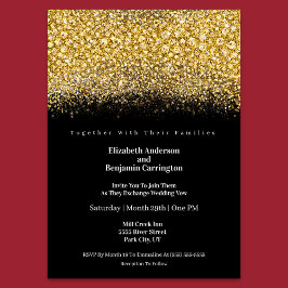 Convite Glamour Gold Jeweled Glitter Wedding
