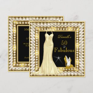 Convite Glamour Retro Hollywood Fabuloso 50 Dourado Deco