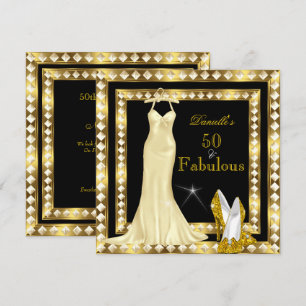 Convite Glamour Retro Hollywood Fabuloso Anos 50 Dourado D