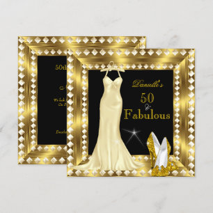 Convite Glamour Retro Hollywood Fabuloso Anos 50 Dourado D