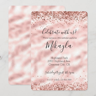 Convite Glamour Rosa Brilho Brilhos Confetes