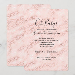 Convite Glamour Rosa Menina Estampa Leopardo Ombre